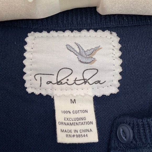 Tabitha Navy Cardigan with Vibrant Red Floral Design - Picture 2 of 5